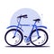 Eco transport concept. Blue bike. Riding bike. Cartoon flat vector illustration