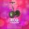 Eco transport with electric gyroscooter poster, vector illustration. Ecological transportation and leisure self