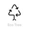 Eco tree recycle icon. Editable line vector.