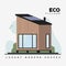 Eco village vector flat illustration. Luxurious modern houses with smart energy on solar panels