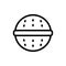 Eco wash ball icon. Line art logo of laundry ball with holes. Black simple illustration of eco friendly device. Contour isolated