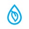 Eco water icon. Blue plant leaf in water drop symbol