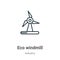 Eco windmill outline vector icon. Thin line black eco windmill icon, flat vector simple element illustration from editable