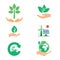 Eco world concept tree on hand logo icon Vector of combination. Planet and eco symbol or icon. Unique global and natural, organic