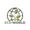 Eco world icon. environmen, eco friendly and eco system symbol. plant sprout and globe