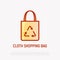 Ecobag with recycling sign thin line icon. Modern vector illustration of cloth shopping bag