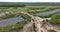 Ecoduct ecopassage or animal bridge crossing over the A12 highway in the Netherlands. Structure connecting forrest