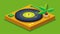 An ecofriendly record player made from recycled materials with a bamboo needle. Vector illustration.