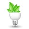 Ecol light bulb with leaves