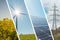 Ecologic and renewable energies collage background