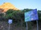 Ecological board on beach Falesia near Albufeira