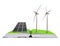 Ecological book with solar panel and wind turbines