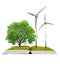 Ecological book with tree and wind turbines