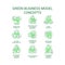 Ecological business model green concept icons set