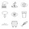 Ecological catastrophe icons set, outline style