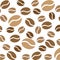 Ecological coffee beans, seamless pattern, vector illustration