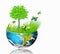 Ecological concept of the environment with the cultivation of trees . Planet Earth. Physical globe of the earth