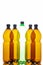 Ecological Concepts. Various Empty Colorful Plastic Garbage Bottles In Line Together Over White Background