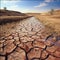 Ecological disaster. Cracked earth after the water has dried. Dry soil in dry areas. Generative AI.