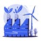 Ecological factory concept. Cartoon vector illustration. Sticker or logo