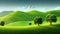 Ecological idea wallpaper featuring a green natural scene with trees and hills.