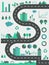 Ecological infographic elements with city view.