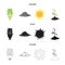 An ecological lamp, the sun, a garbage dump, a sprout from the earth.Bio and ecology set collection icons in cartoon