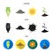 An ecological lamp, the sun, a garbage dump, a sprout from the earth.Bio and ecology set collection icons in cartoon