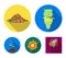 An ecological lamp, the sun, a garbage dump, a sprout from the earth.Bio and ecology set collection icons in flat style