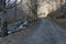 Ecological road through a mountainous autumn forest near a small river, Teteven town, Balkan mountain