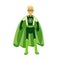 Ecological superhero man in green costume, eco concept Illustration