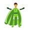 Ecological superhero man in green costume, eco concept Illustration