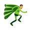 Ecological superhero man in green costume running, eco concept Illustration