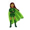 Ecological superhero woman standing with folded arms, eco concept Illustration