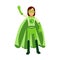 Ecological superhero woman standing and waving his hand, eco concept Illustration