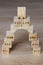 Ecological toy made from natural material. Wooden Castle made from blocks