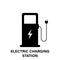 Ecology Charge for EV Glyph Black Silhouette Icon. Vehicle Electric Charger Station Pictogram. Eco Friendly Charger