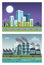 Ecology city and industry pollution scenes