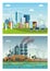 Ecology city and industry pollution scenes