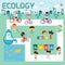 Ecology concept. flat design illustration, Kids for Saving Earth ,Save the world, people save planet,save the water ecology concep