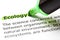 Ecology Definition Green Marker Closeup