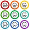 Ecology, electrical bus vector icons, set of colorful flat design buttons for webdesign and mobile applications