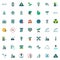 Ecology elements collection, flat icons set