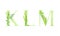 Ecology english alphabet letters. Green leaves font. K,L,M letters cartoon vector illustration