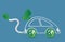 Ecology and Environmental Cityscape Concept,Car Symbol With Green Leaves Around Cities Help The World With Eco-Friendly Ideas