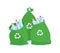 Ecology friendly plastic bag for recycling. Cleaning city. Household waste.