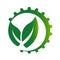 Ecology gear icon and leaf logo nature