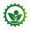 Ecology gear icon and leaf logo nature