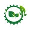 Ecology gear icon and leaf logo nature
