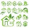 Ecology house icon set